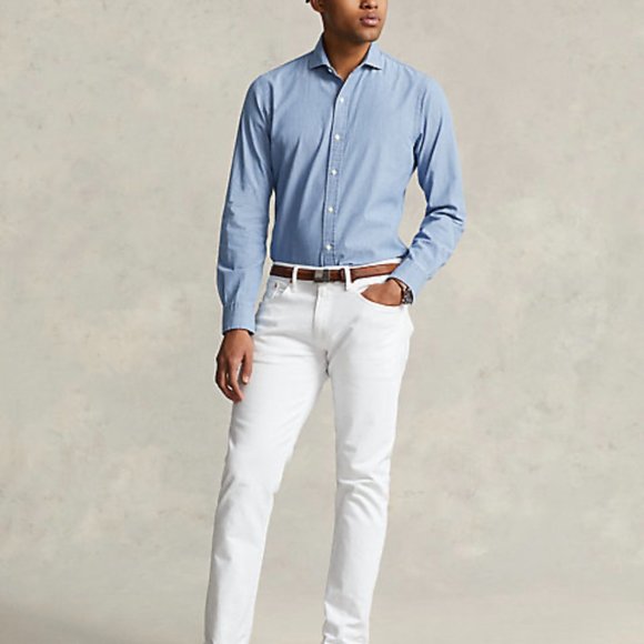 Slim Fit Indigo Chambray Shirt - Picture 3 of 9